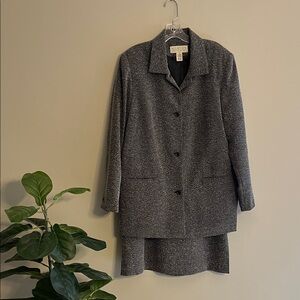 Norton McNaughton Black and White Boucle Blazer and matching skirt.